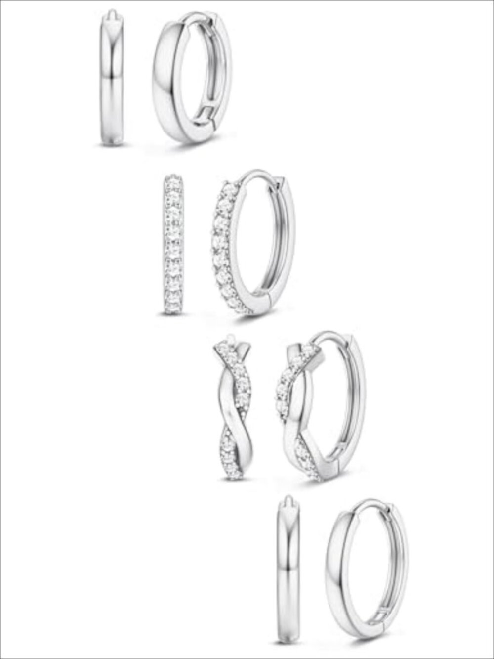 Small Gold Plated Hoop Earrings Hypoallergenic 4-Pair Huggie Stack Set
